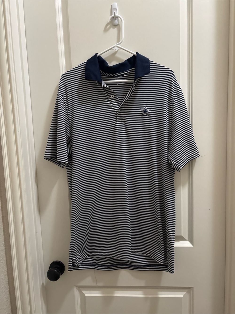 Vineyard Vines Men’s M Performance Polo NFL Dallas Cowboys Blue Stripes Stretch